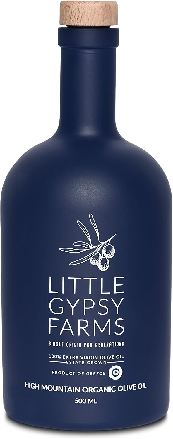 High Mountain Organic EVOO from Little Gypsy Farms | Extra Virgin Olive Oil from a Single Estate in Greece | First Cold-Pressed | High Polyphenols & Amino Acids | Non-GMO | 500ml