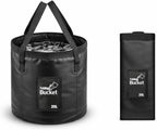 20L Collapsible Bucket – 5 Gallon Portable Folding Water Container with Handles for Car Wash, Camping, Gardening & Fishing Outdoor Use – Leakproof, Durable Foldable Space-Saving Design (Black)