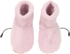 Heated Foot Warmer Shoes, USB Charging Electric Plush Warming Shoes with Soft Lining and Non Slip, for Cold Winter Home and car use (Pink)
