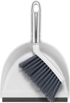 NACENA Mini Broom and Dustpan Set, Small Dust Pan and Brush Set with Handle Dustpan Teeth for Cleaning Hair Suitable for Office Desks Drawers Sofas Outdoor Camping, White & Gray