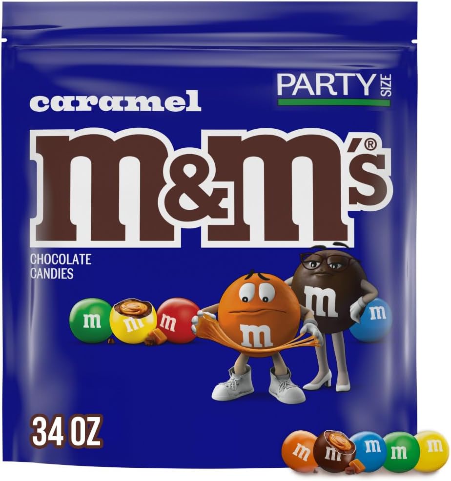 M&M'S Caramel Milk Chocolate Candy Bulk Pack, Party Size, 34 oz Bag