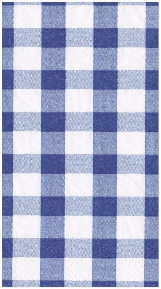 Caspari Gingham Paper Guest Towel Napkins in Blue, 15 Per Package