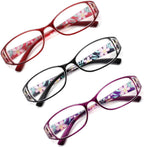 LILLIE 3 pairs of anti-blue light reading glasses with fashionable print designs, suitable for any face shape (Color : Purple, Size : 4.0x)