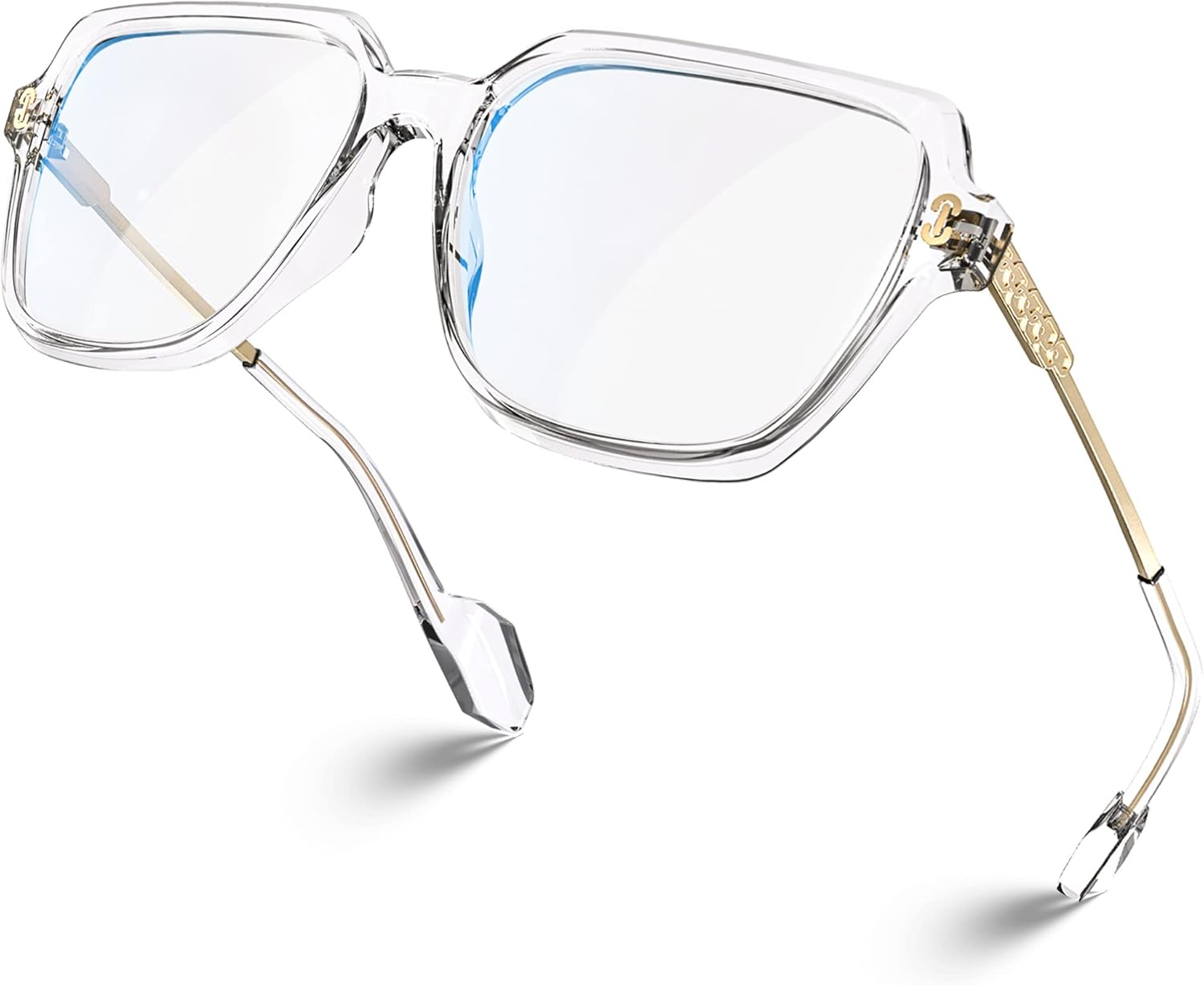 VISOONE Oversized Blue Light Blocking Glasses with Chic Square TR90 Frame and Metal Temple for Women Men REMY