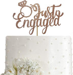 Just Engaged Cake Topper, We're Engaged Cake Topper for Engagement Party Decoration, Double-sided Rose Gold Glitter