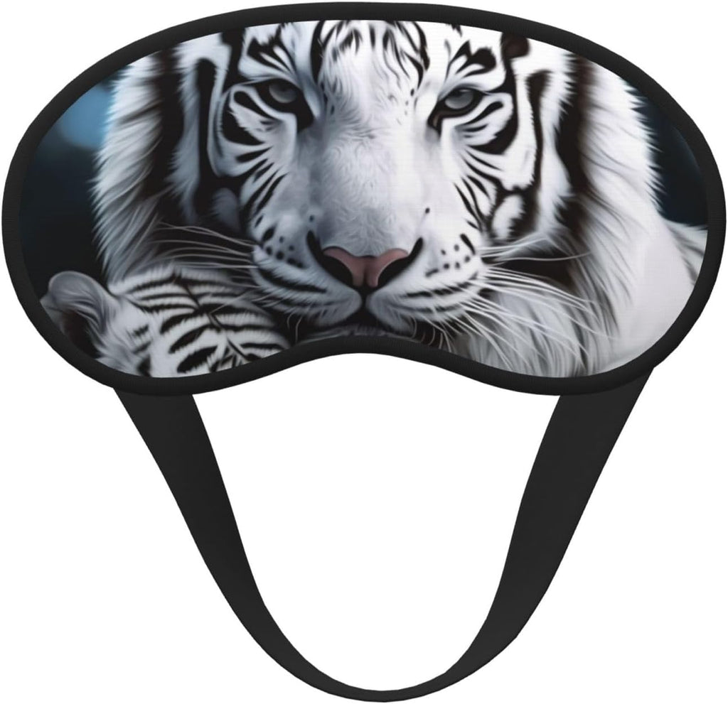 White Tiger Sleep Mask for Women Men Soft Travel Eye Mask with Adjustable Straps Sleeping Eye Shade Cover for Travel Yoga Nap Sleeping