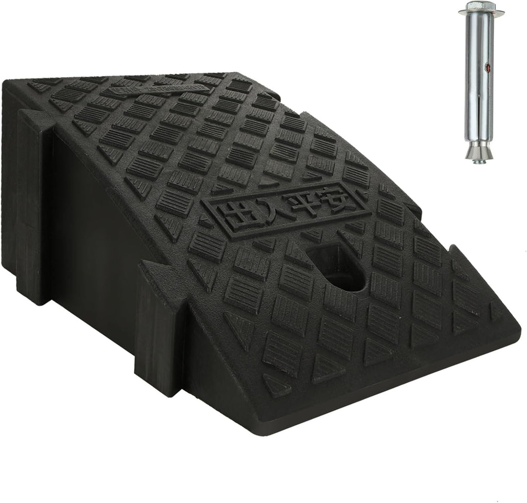 LOEQIAN Plastic Curb Ramp 6.3" Rise Height Heavy Duty Driveway Curb Ramps, Threshold Ramp for Forklifts, Trucks, Buses, Cars, Wheelchairs, Bikes - 9.8 L x 15.75 W (Black)