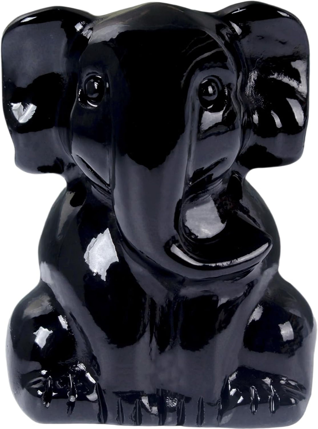 2 Inch Crystal Elephant Decor Statues, Black Obsidian Cute Sitting Elephant Figurines, Reiki Healing Crystal Carved Animal Statues, Home Office Desk Hand Carved Decor Gifts for Women