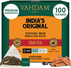 VAHDAM, India's Original Masala Chai Tea Bags (100 Count) No Added Flavoring | Blended w/Exotic Spices | Whole Leaf Tea Bags | Resealable Ziplock Pouch