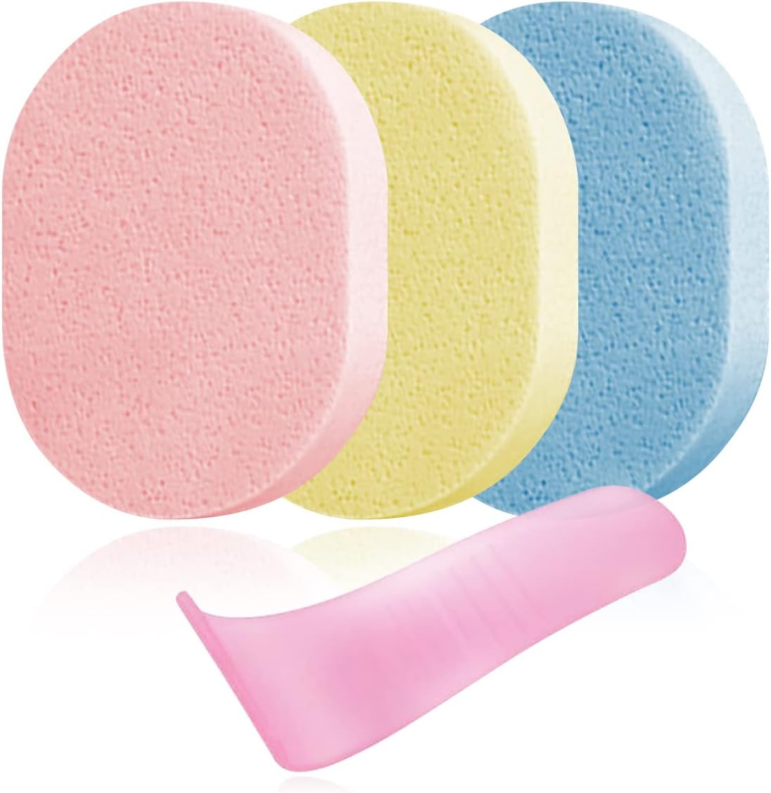 Hair Removal Aid Kit: 3 Body Sponges & Depilatory Cream Spatula - Gentle on Skin, 100% PVA Material, for Men & Women