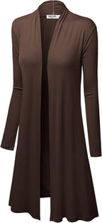 Lock and Love Women's Long Cardigan – Fall Casual Draped Open Front Lightweight Duster with Long Sleeves