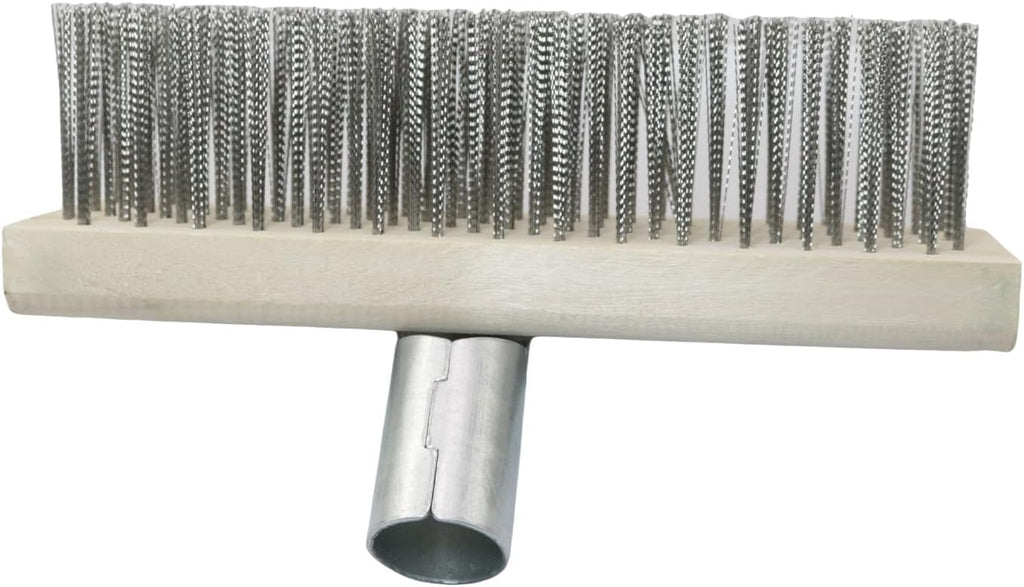 Wire Floor Brush Replacement Head Long Stiff Hair Stainless Steel Wire Brush Heavy Duty Outdoor Broom Head Deck Brush For Kitchen Bathroom Concrete Floor Patio Pavement Moss Tile Scrubbing Brush