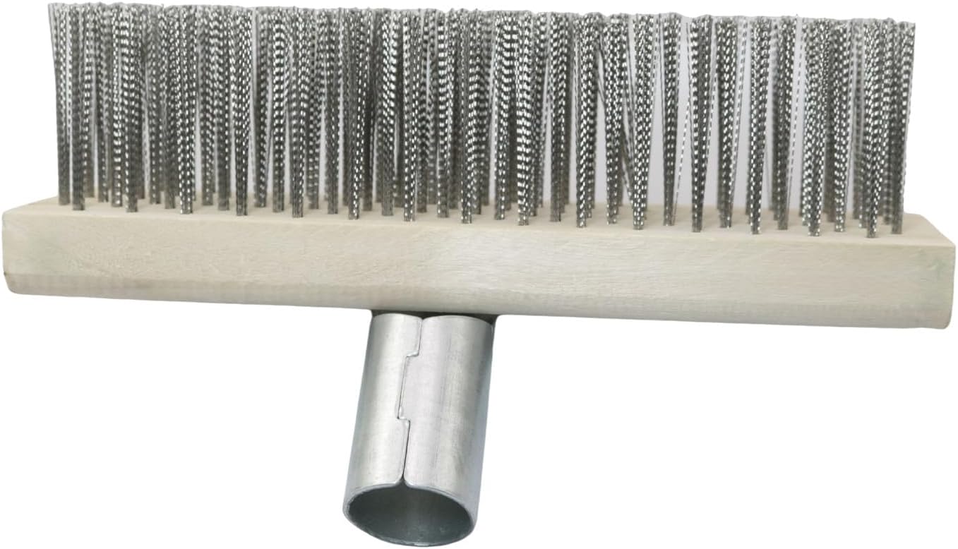 Wire Floor Brush Replacement Head Long Stiff Hair Stainless Steel Wire Brush Heavy Duty Outdoor Broom Head Deck Brush For Kitchen Bathroom Concrete Floor Patio Pavement Moss Tile Scrubbing Brush