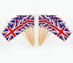CYPS 100 Pcs United Kingdom Flag British Toothpick Flags, Small Mini Stick Cupcake Toppers UK Flags,Country Picks Party Decoration Celebration Cocktail Food Bar Cake Flags