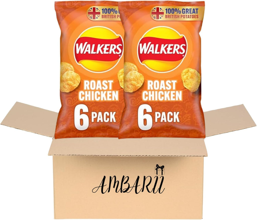 AMBARII Walkers Roast Chicken Flavored Potato Crisps, 25g Bags, 12 Count Multi-Pack