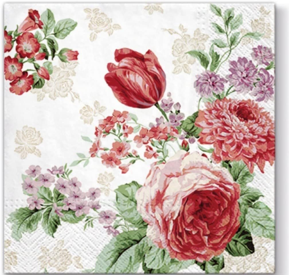 AM Décor - 20 Count Soft 3-Ply Tissue Decoupage Luncheon Paper Napkins -13" x 13" (Unfolded) (Mysterious Roses, 13x13 Inch (Pack of 20))