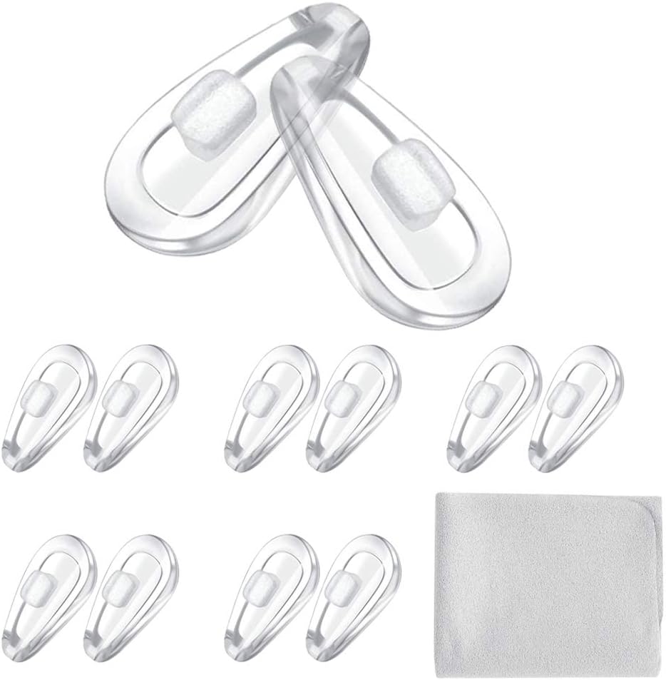 Push-in Eyeglass Nose Pads, 6 Pairs 15mm Soft Silicone Air Chamber Push in Nose Pads for Glasses