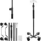 IV Pole with Wheels,47 to 100In Infusion Floor Stand Telescopic with 4 Hooks IV Bag Holder Stand Portable Feeding Pump Stand Frosted Pipe Extension Pole IV Influsion Pole (Black)