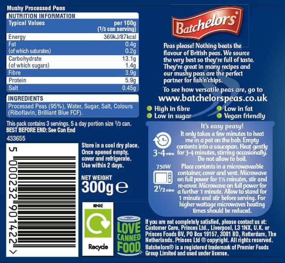 Batchelors Mushy Peas Original, 300 g (Pack of 2)