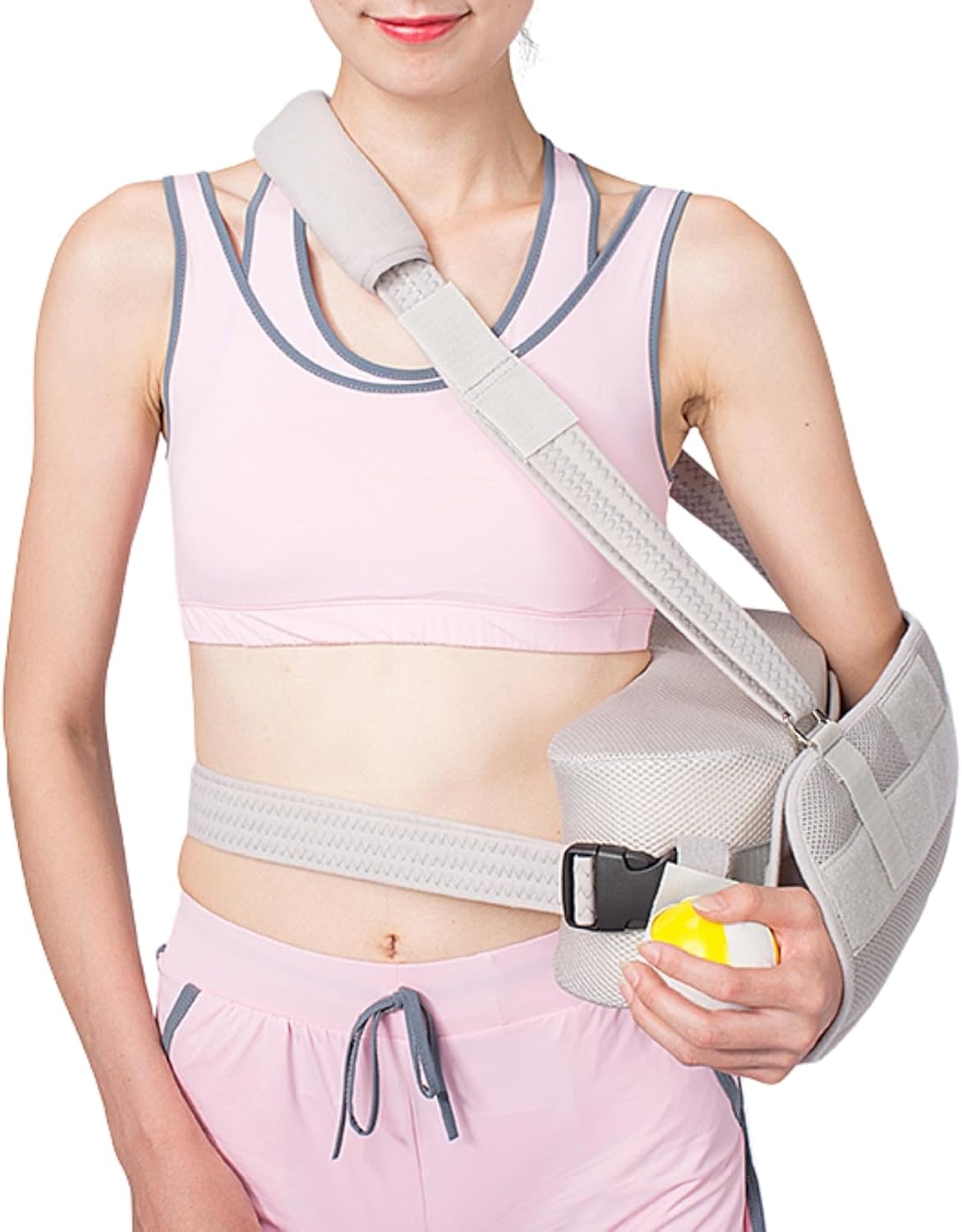 Shoulder Abduction Sling with Pillow - Arm Sling Shoulder Immobilizer for Injury Support - Abduction Slings Rotator Cuff Shoulders Brace for Sublexion, Surgery, Dislocated and Broken Arm (Gray)