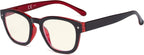 Eyekepper Blue Light Filter Reading Glasses - UV420 Protection Computer Reader Eyeglasses - Black-Red +0.50