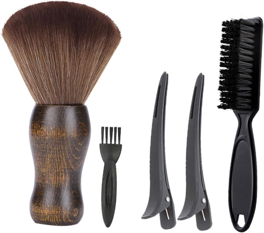 Beard and Mustache Grooming Brush Set, 5pcs Wood Handle Facial Hair Cleaning Kit for Men, Natural Bristle Beard Care Tool for Daily Use and Travel