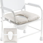 Bedside Commode Cushion, Seniors Portable Seat Cushion for Toilet/Shower/Bedside, Universal Fit Commode Padded Seat for Elderly, Seats Pad Cover Toilet Seats 17x17 with Fixing Straps (Gray)