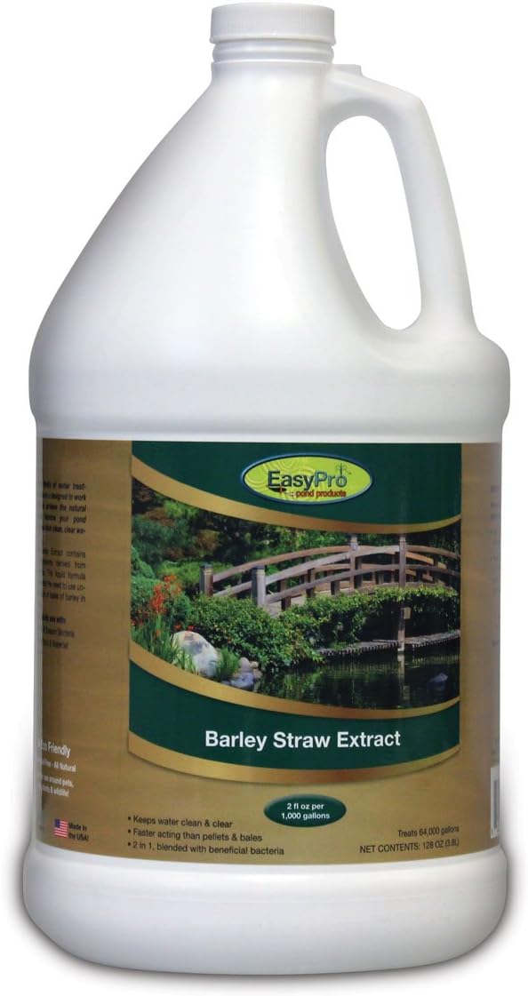 EasyPro BSE128 Liquid Barley Extract - Natural Formula Derived from Barley Straw Keeps Water Clean and Clear - Easier to Use Than Pellets or Bales - Safe for Use with Wildlife and Pets - 128 oz.