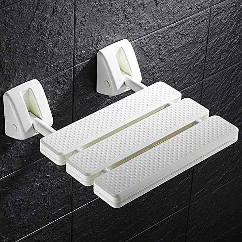 Pilarmuture Folding Shower Seat Wall Mounted,ABS Durable Slip Proof Shower Seat for Inside Shower,Bathroom Stool Chair,Save Space,Fold Down Shower Seat Shower Chair for Elderly,Pregnant(White)