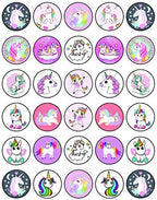 30 x Cupcake Toppers Themed of Unicorn Original Series Collection - Edible Cake Decorations | Uncut on Wafer Sheet