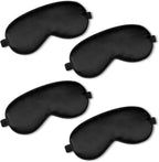 BBTO 4 Pcs Silk Sleep Eye Masks Smooth Soft Satin Eye Covers with Adjustable Strap Blindfold for Sleeping Blocking Out Lights Travel Relaxation (Black)