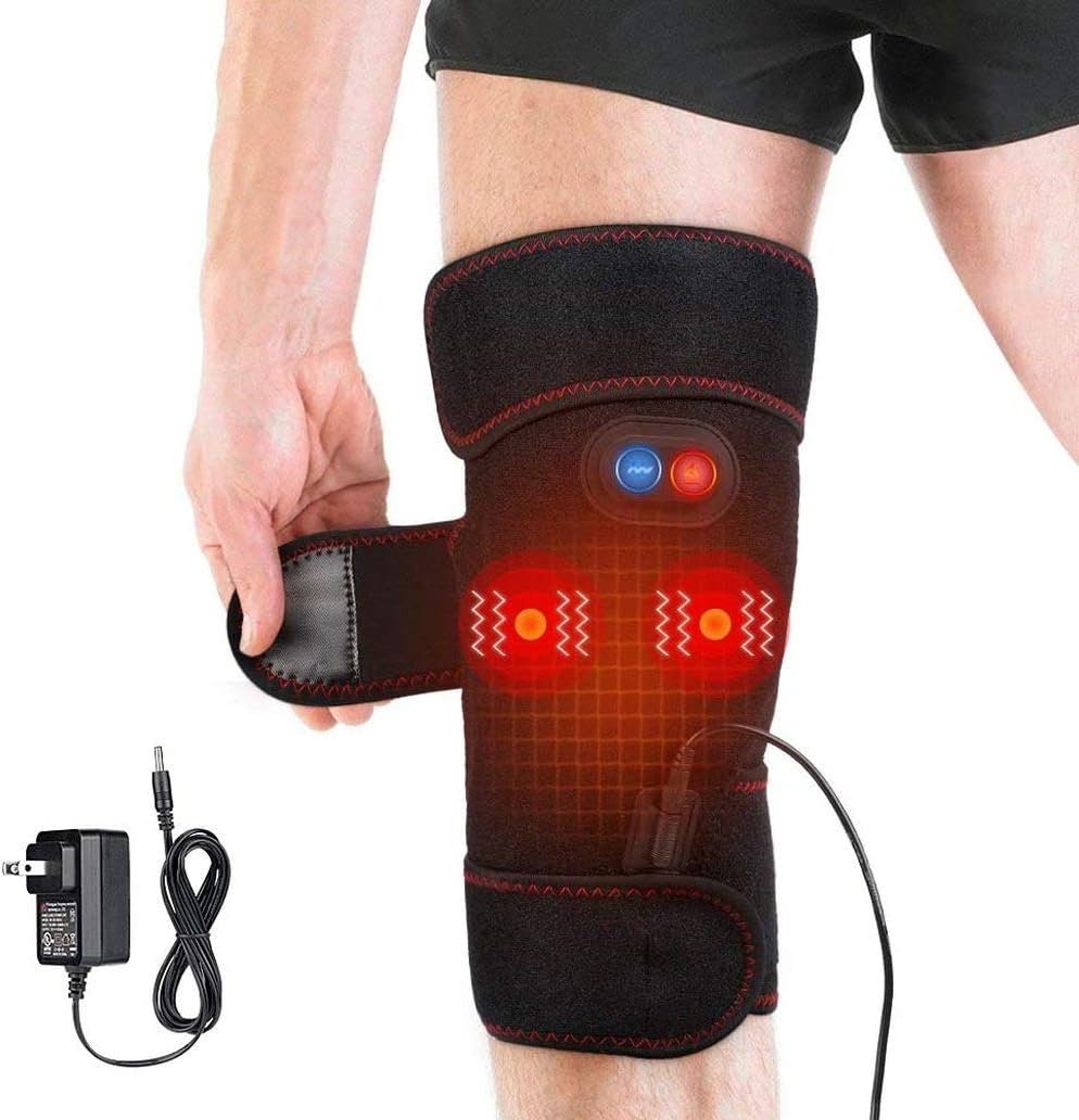 2-in-1 Arthritis Pain Relief Knee Brace, Heated Knee Support for Arthritis, Knee Heating Pad for Hot or Cold Therapy Keep Warm, Electric Wrap for Pain Relief and Massage