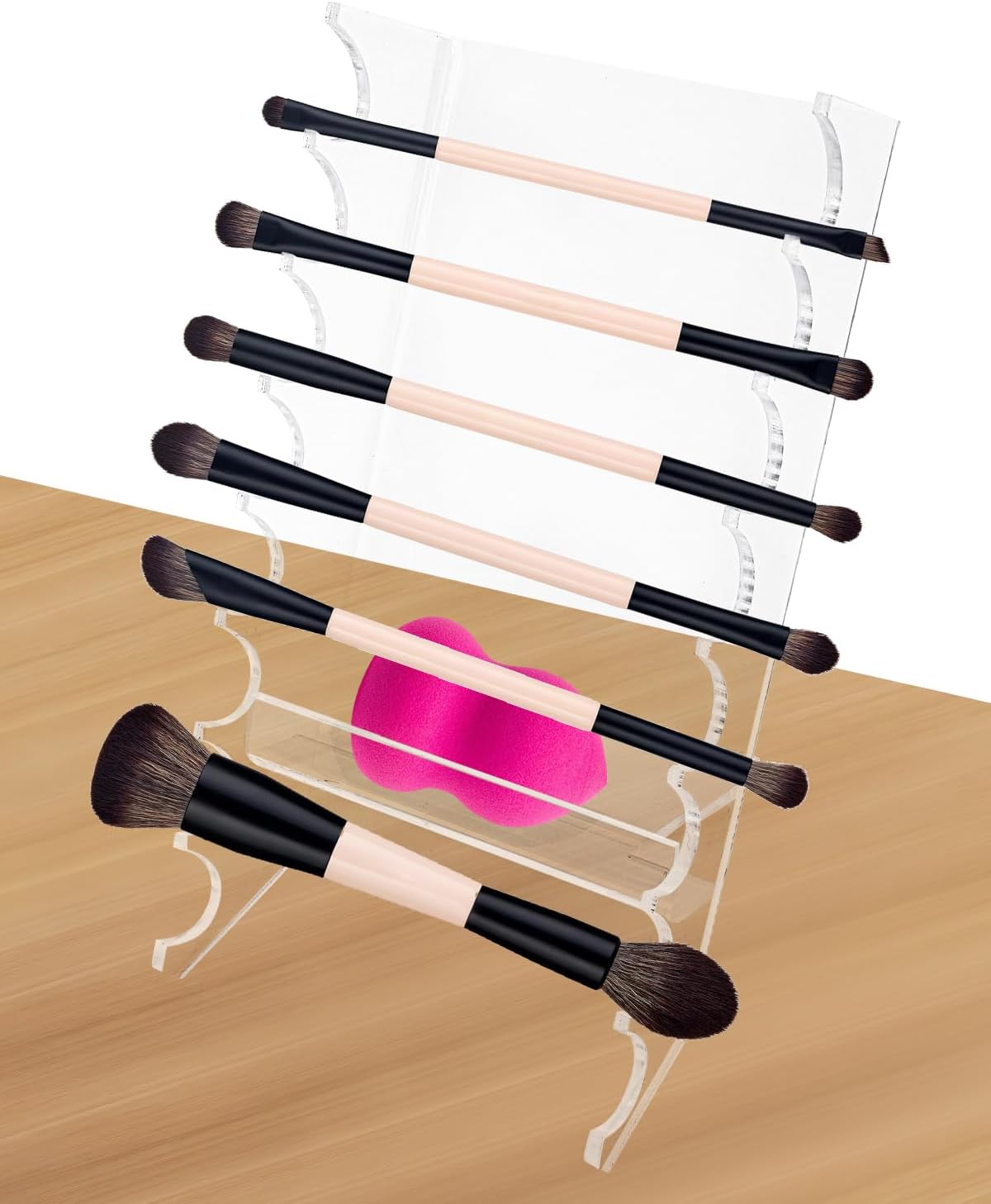 8 Tier Acrylic Makeup Brush Holder, Unique Clear Paint Brush Drying Rack Hair Brush Holder for Women, Acrylic Pen Holder Display Stand for Home School Office or Store Use