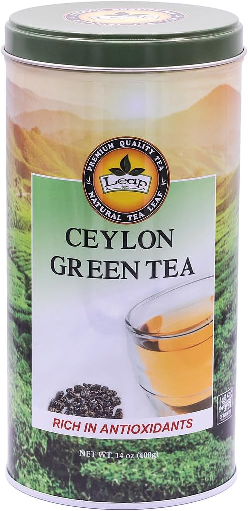 Leap Ceylon Green Tea Loose Leaf – Pure Sri Lankan Whole Leaf Green Tea from Ceylon 14 oz (400g) Premium Loose Leaf, Rich in Antioxidants