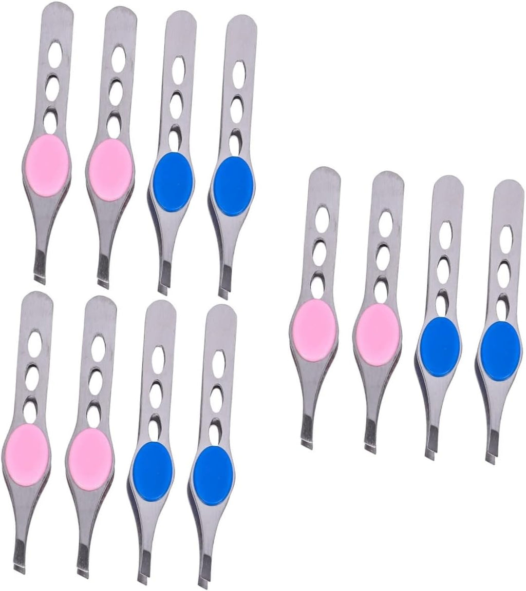 FRCOLOR 12pcs Eyebrow Clips Eyebrow Tweezers for Precise Hair Removal and Lightweight and Easy to Carry