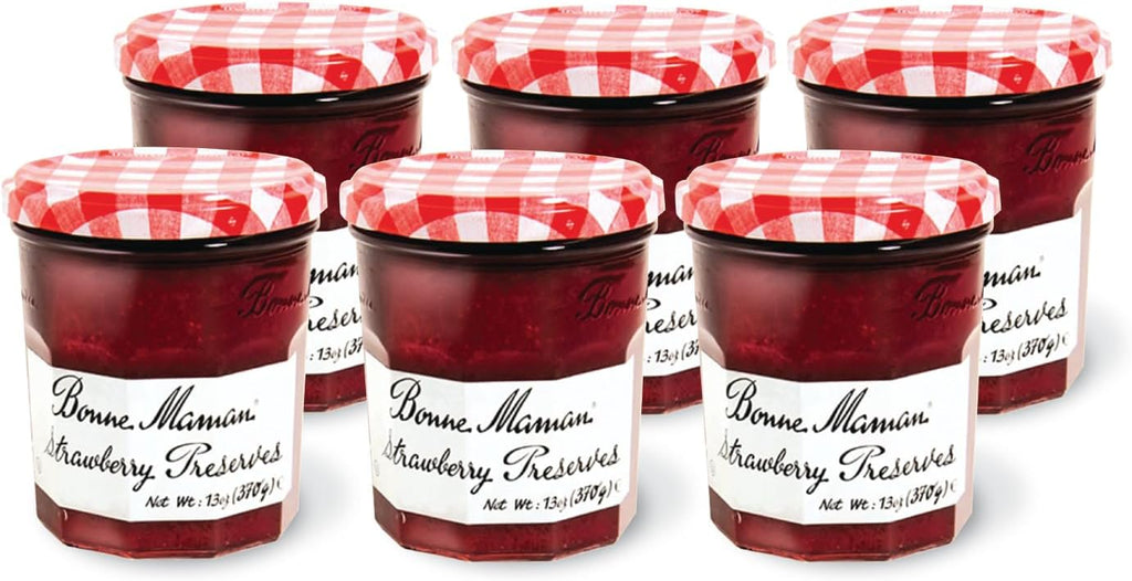 Bonne Maman Strawberry Preserves, 13 oz Glass Jars (Pack of 6) – Non-GMO, Made with Simple Ingredients