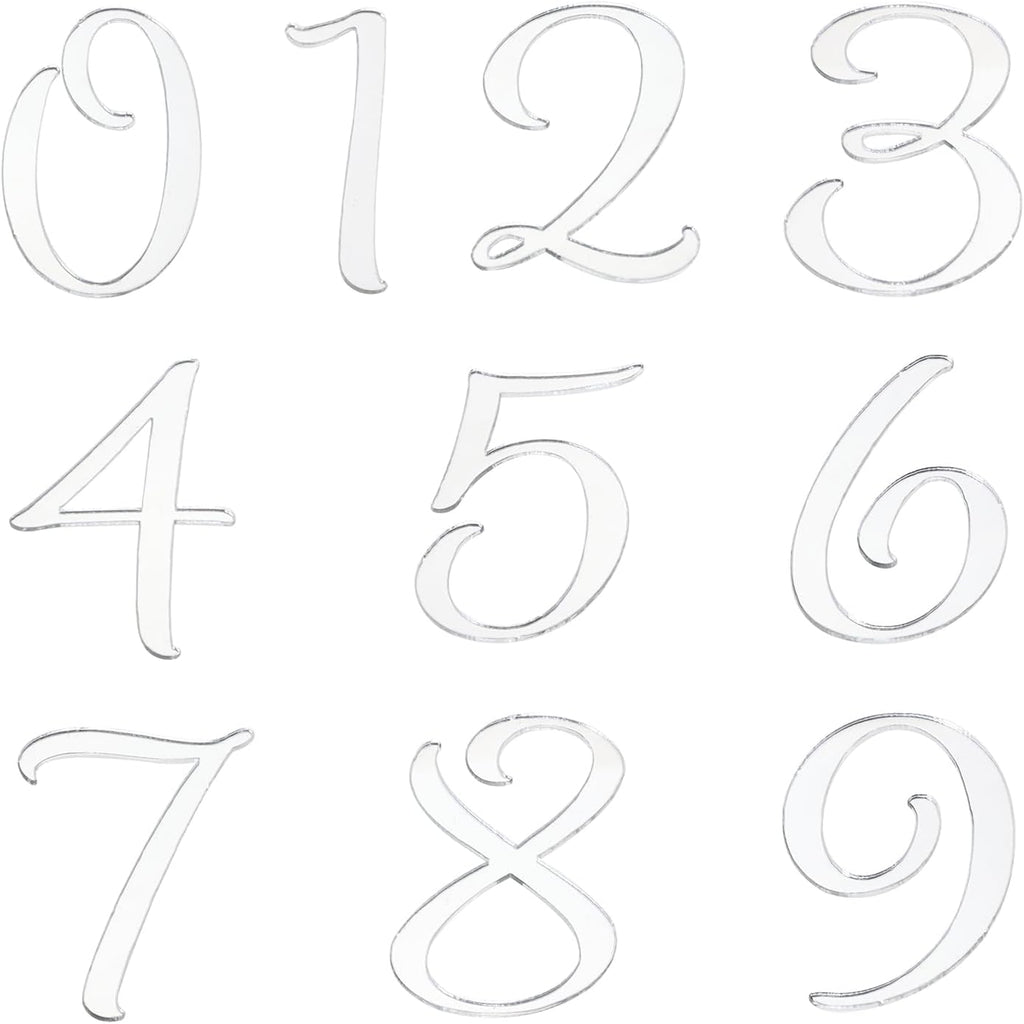 Shapenty Acrylic 0-9 Number Cake Toppers Picks for Birthday Wedding Anniversary Christmas Cake Decoration Party Supplies (10, Silver)