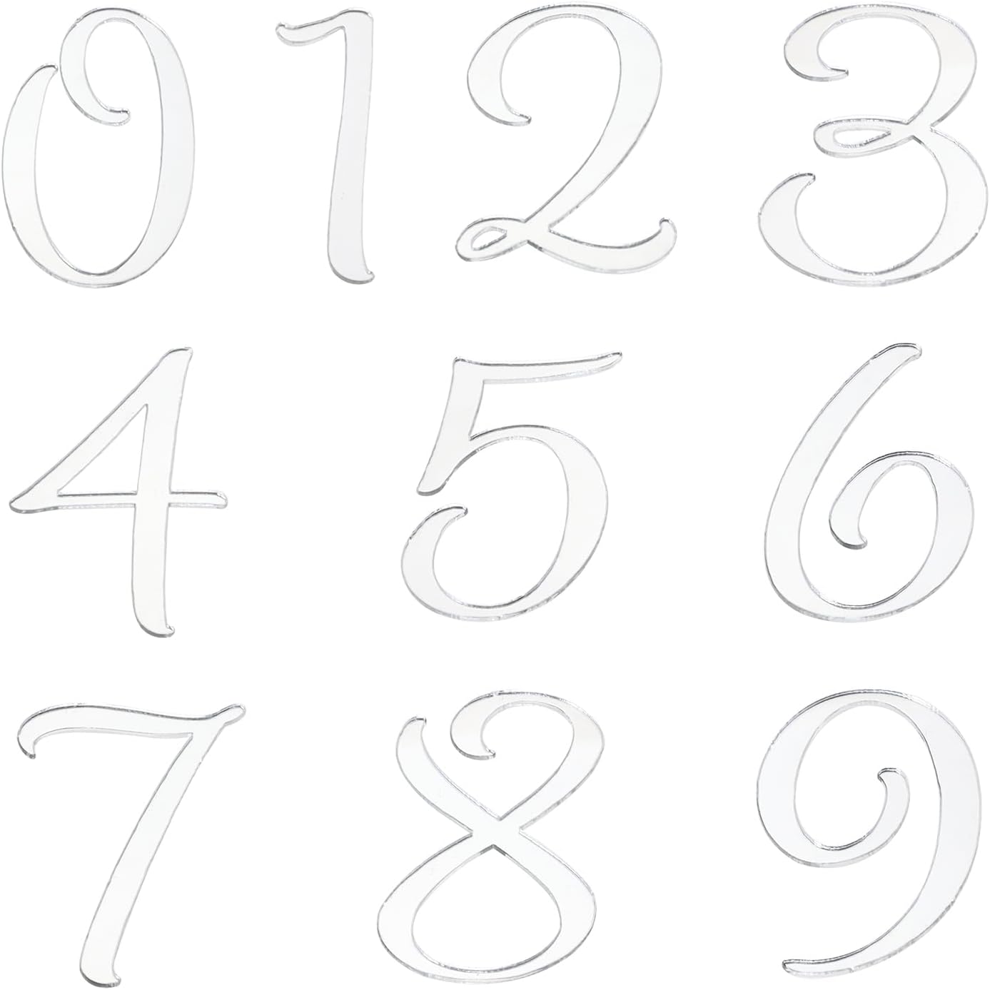 Shapenty Acrylic 0-9 Number Cake Toppers Picks for Birthday Wedding Anniversary Christmas Cake Decoration Party Supplies (10, Silver)
