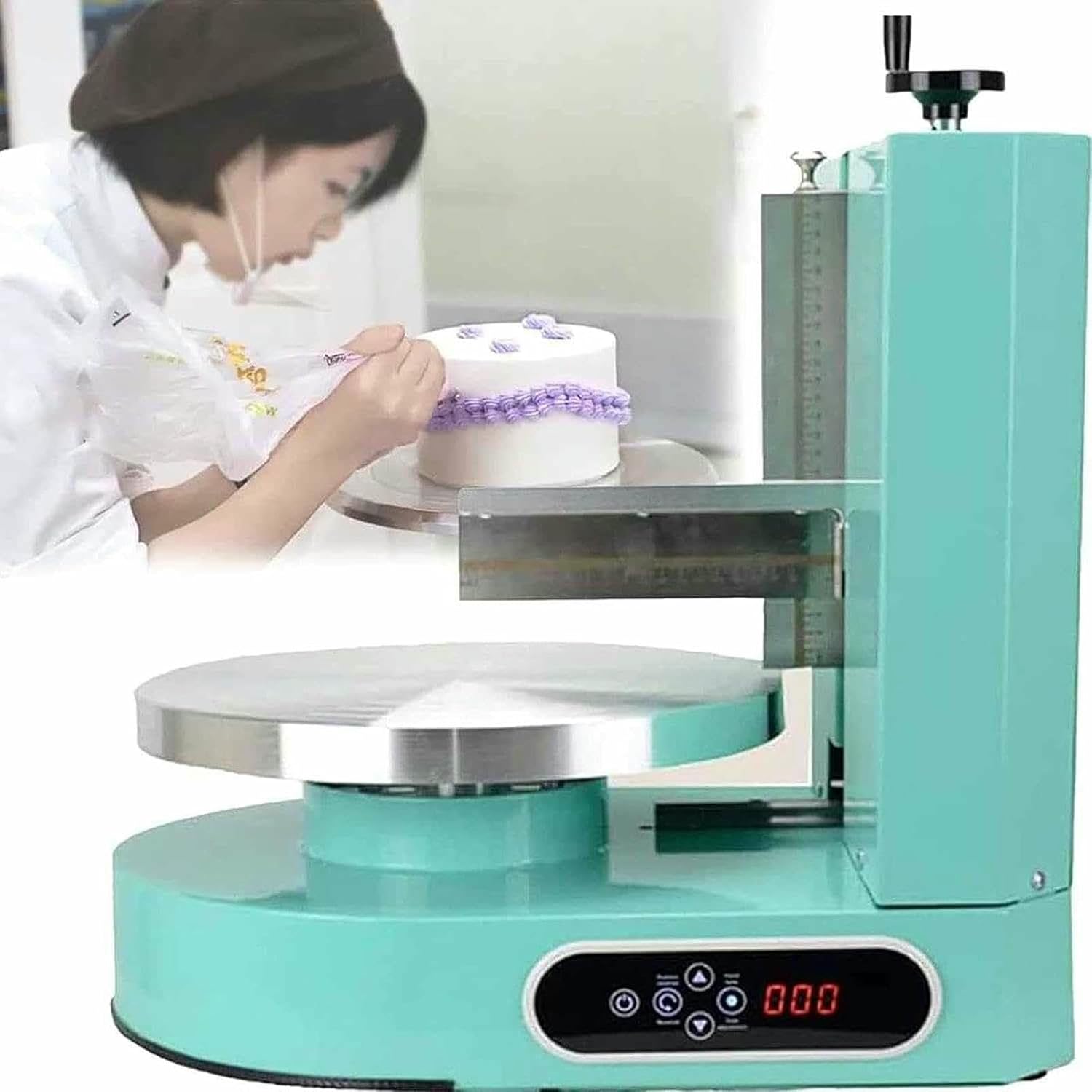 Cake Cream Spreading Coating Filling Machine | 36cm Round Cake Bread Cream Decoration Spreader and Smoothing Machine | Baking Birthday Cake Tools