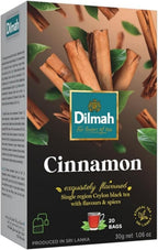 Dilmah Cinnamon Black Tea – 20 Tea Bags | Fun Flavored Ceylon Tea, Warm Spiced Aroma, Medium Caffeine, Ceylon cinnamon tea bags