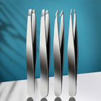 4 Pack Stainless Steel Tweezers Set for Eyebrow Shaping Facial Hair Removal Ingrown Hair Splinter Precision Grooming Tools