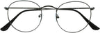 OPULIZE SOL Reading Glasses with Blue Light Blocking for Women and Men, Round Metal Frame, Spring Hinges, Computer Gaming Glasses, Gunmetal Grey +2 (Pack of 1)