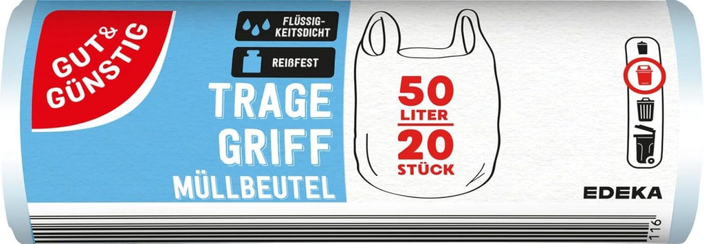 20 bags 50 L Waste Bag Bin Liners with Carry Handle