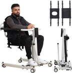 Electric Patient Lift Transfer Chair for Home - Foldable, Electric Transfer Lift Wheelchair for Car, Heavy Duty Transfer Chairs for Seniors, Adjustable Height/Base Width, 275 lbs
