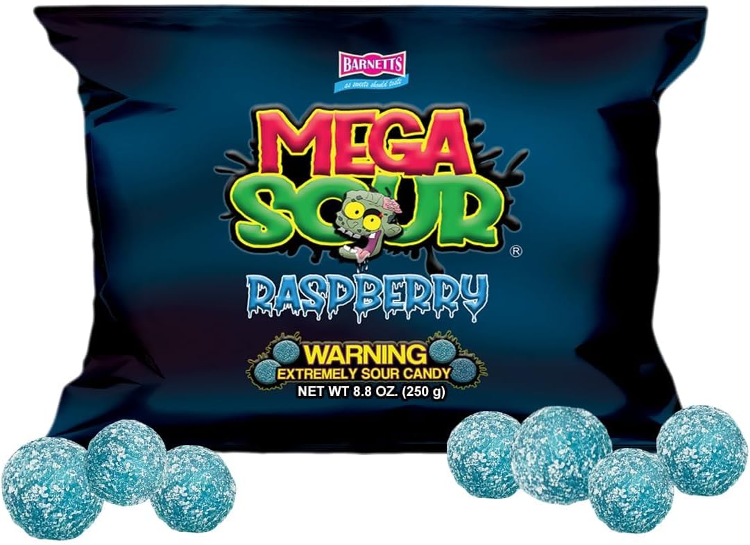 Barnetts Mega Sour Raspberry 250g Sour Candy UK Fizz Balls - Handcrafted in Britain
