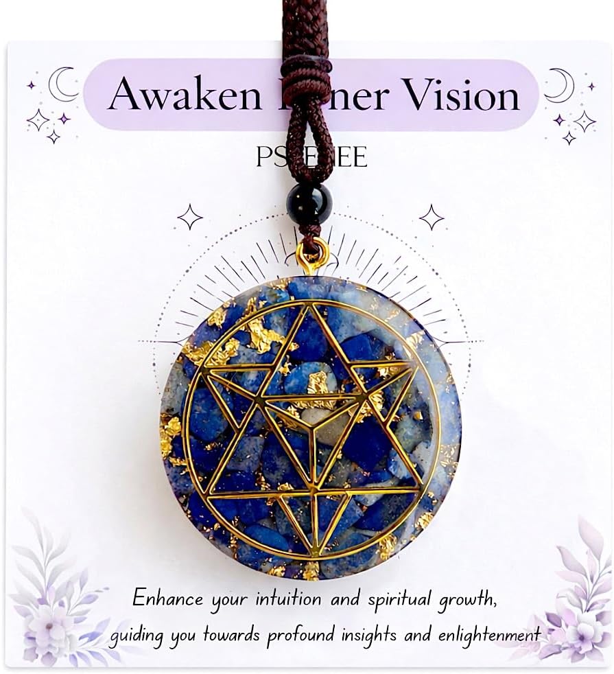 Lapis Lazuli Orgonite Chakra Healing Orgone Pendant Necklace, Reiki Healing Spiritual Crystals Stones Men Women