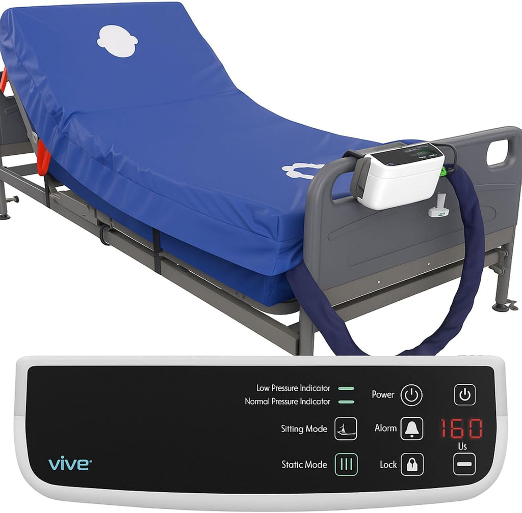 Vive 8" Alternating Pressure Mattress - Low Air Loss Hospital Replacement Mattress - Medical Bed Topper for Pressure Ulcers and Bed Sores - Variable, Inflatable Pressure Pump System