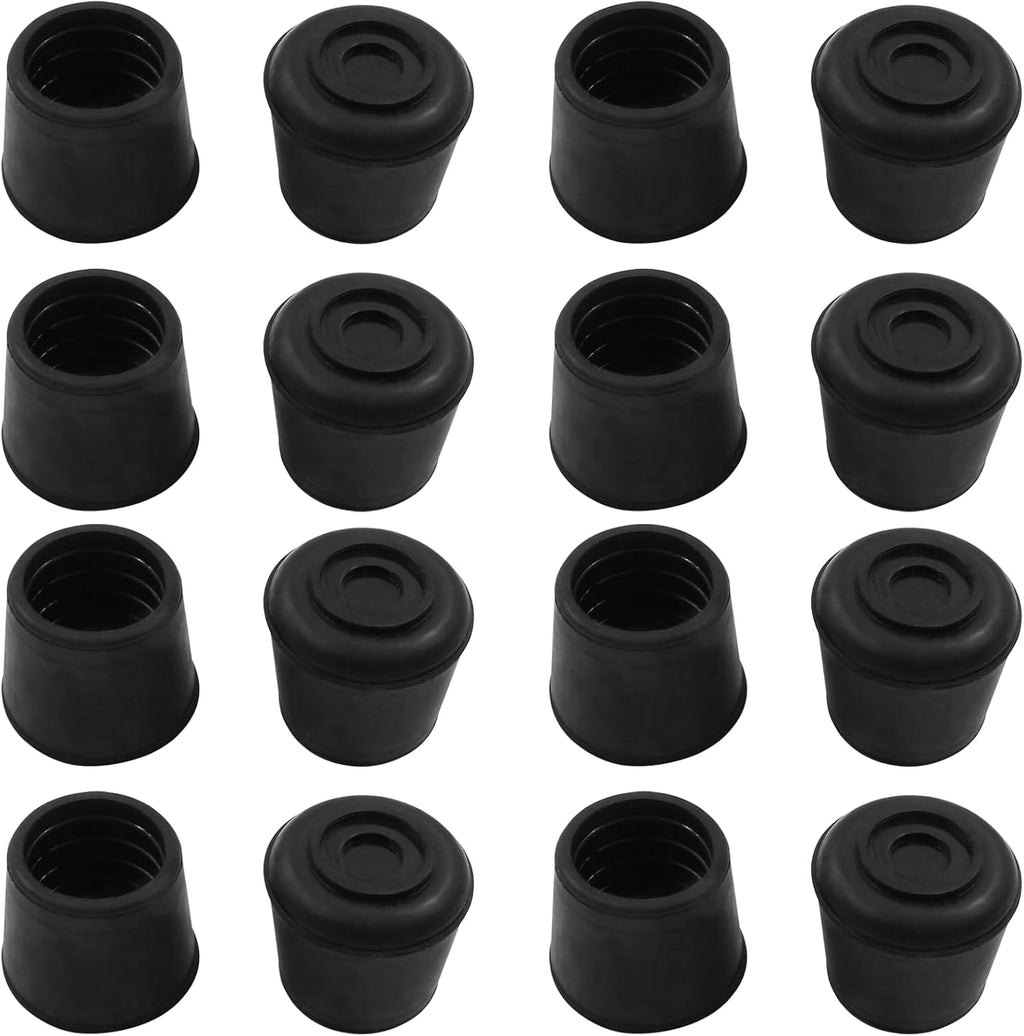 16Pcs 7/8 Inch (22mm) Chair Leg Tips Caps, Round Rubber Non-Slip Folding Chair Leg End Caps Black Furniture Table Feet Caps Floor Protector Cover for Hardwood Floors