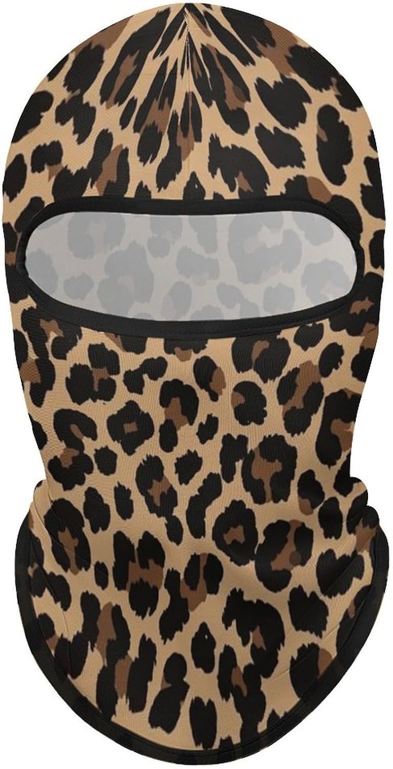 Men’s Lightweight Ski Mask Balaclava, Leopard Cheetah Print Sun Shield Face Cover for Outdoor Sports, Motorcycle Accessories, Dust Proof Reusable Neck Gaiter