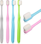 Boao 4 Pieces Soft Micro-Nano Manual Toothbrush Extra Soft Bristles Toothbrush with 20,000 Bristles for Fragile Adult Kid Children (Blue, Gray, Green, Purple)